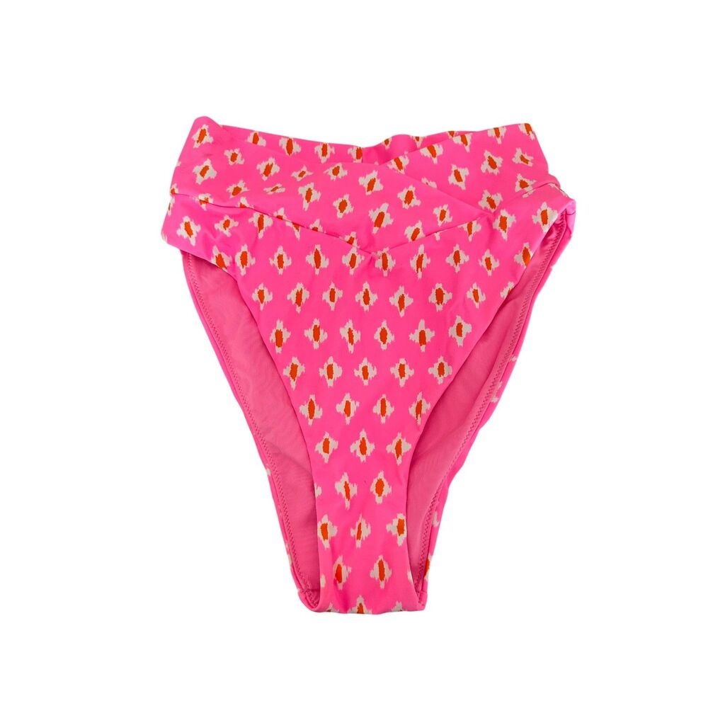 AERIE Printed High Waist Bikini Bottom Pink Small NEW NWT